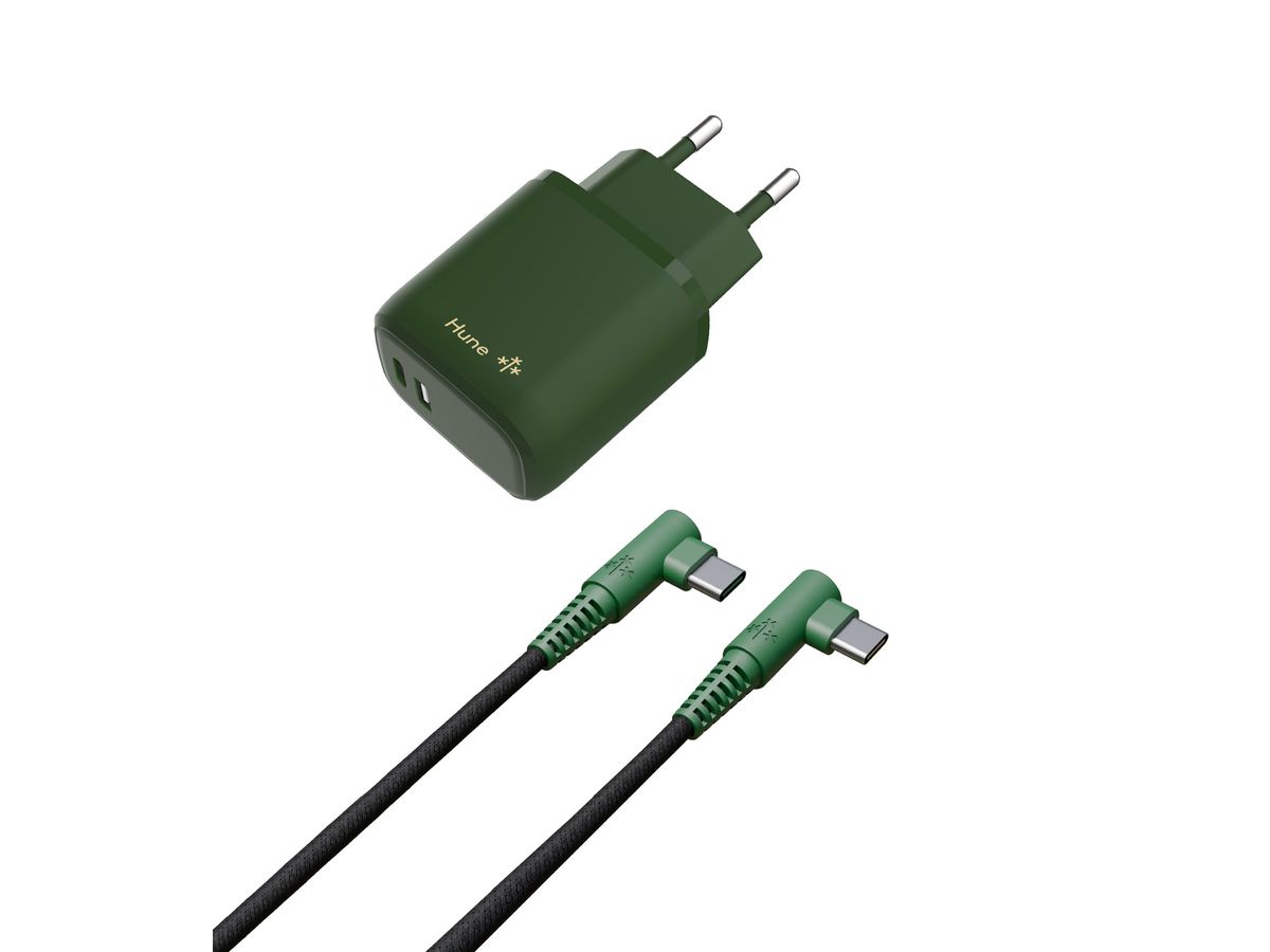 Hune adaptateur de charge & Cable - TypeC-TypeC, Forest green