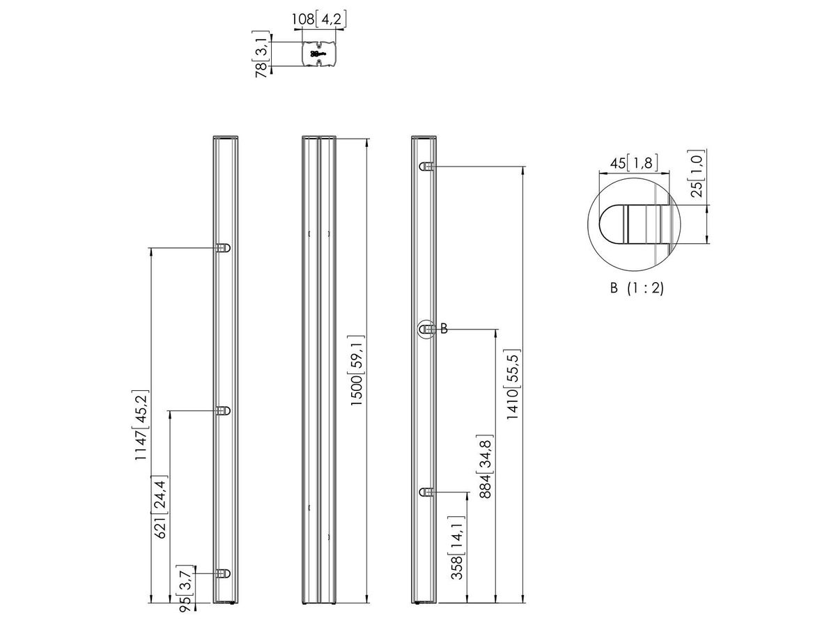 Vogel's Pro Profil, 150cm - Connect-It, modular, 160kg, silber