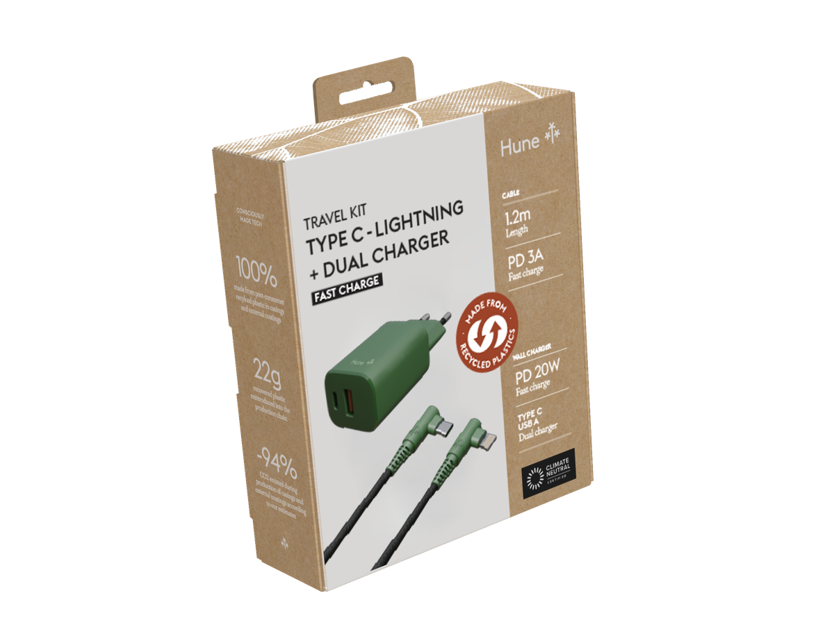 Hune adaptateur de charge & Cable - TypeC-TypeC, Forest green