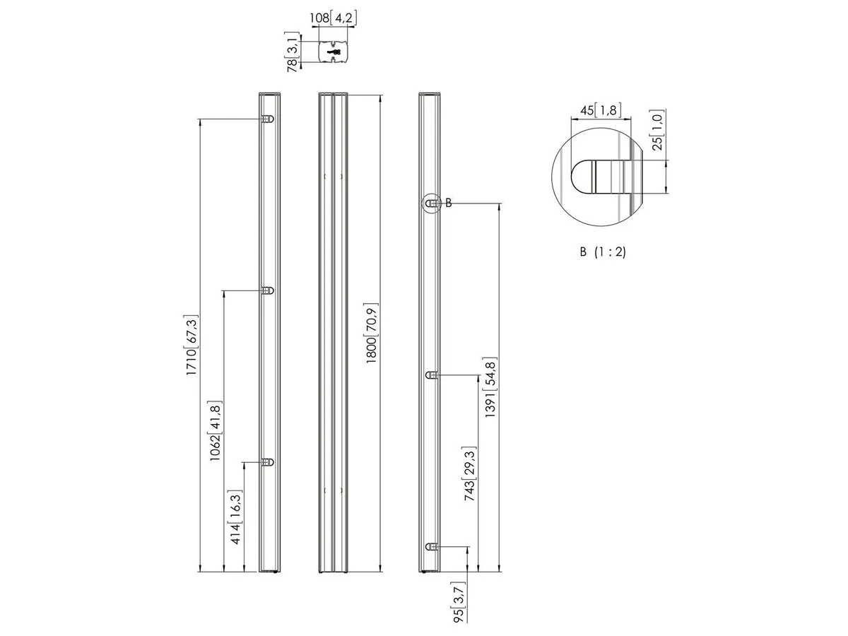 Vogel's Pro Profil, 180cm - Connect-It, modular, 160kg, schwarz