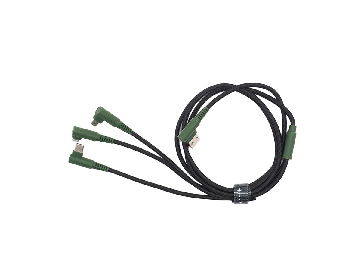Hune câble de charge 90° 3in1 1.2m - Forest green